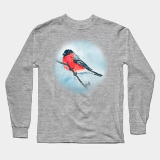 Bullfinch Red Belly Bird Art Long Sleeve T-Shirt